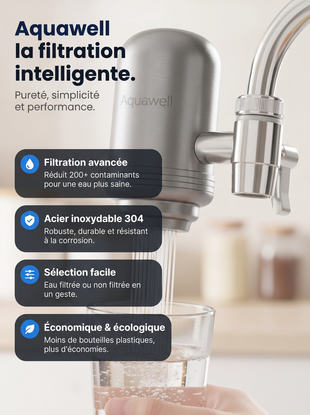 Filtre à eau Aquawell pour robinet