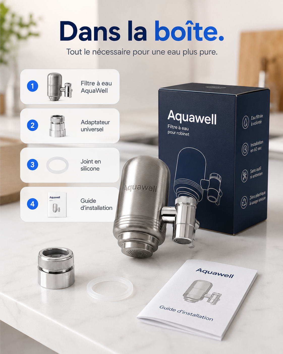 Filtre à eau Aquawell pour robinet
